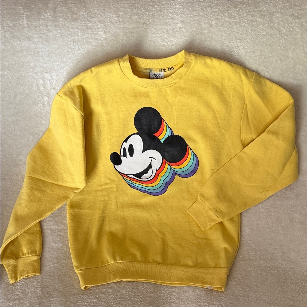 Yellow Mickey Graphic Crewneck Sweater